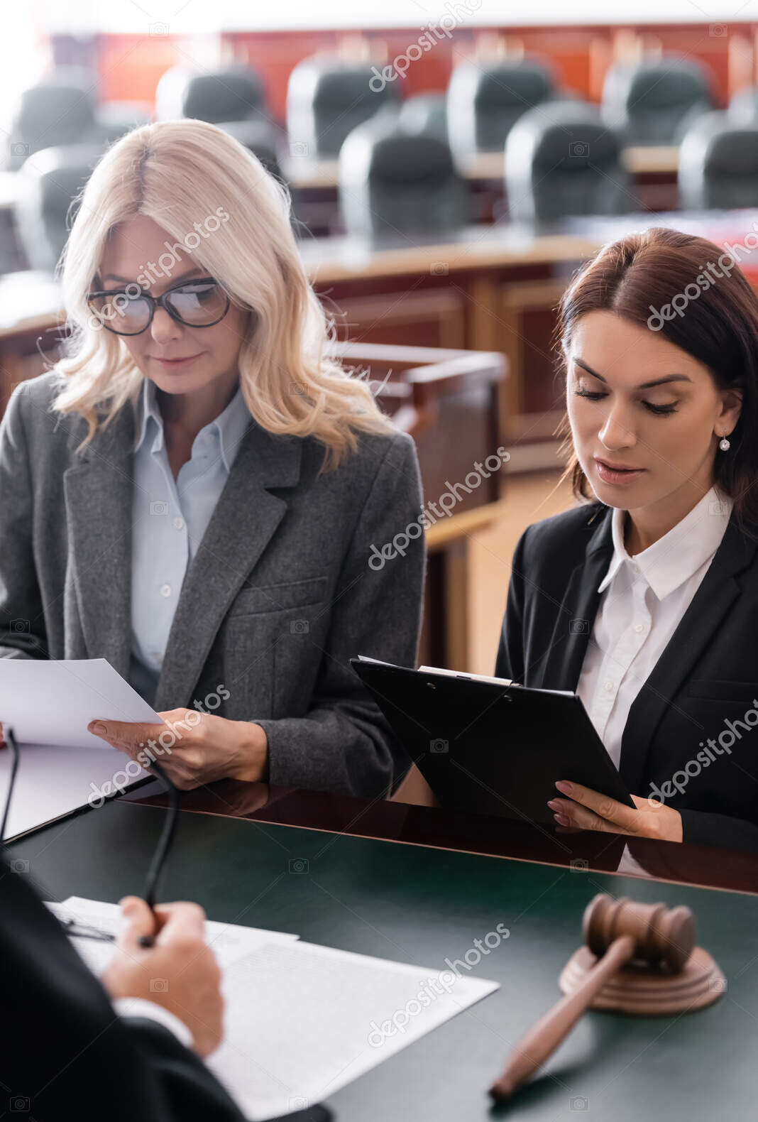 depositphotos 545925222 stock photo prosecutor advocate reading documents judge